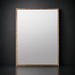 Rectangular Surya Alchemist wall mirror with a hammered gold iron frame and beveled glass, leaning against a dark wall.
