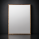Rectangular Surya Alchemist wall mirror with a hammered gold iron frame and beveled glass, leaning against a dark wall.
