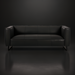 Surya Dylan charcoal top grain leather sofa with black iron base and modern design.