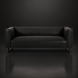 Surya Dylan charcoal top grain leather sofa with black iron base and modern design.