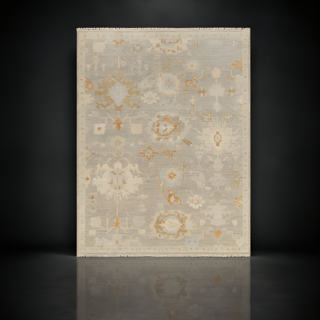 Surya Antalya AAT-2300 area rug with subtle patterns in neutral earth tones and orange accents.