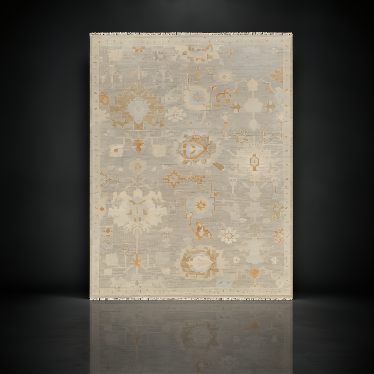 Surya Antalya AAT-2300 area rug with subtle patterns in neutral earth tones and orange accents.
