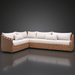 Marvella Sectional Right Arm sofa with light beige cushions and a woven brown rattan base.