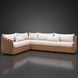 Marvella Sectional Right Arm sofa with light beige cushions and a woven brown rattan base.