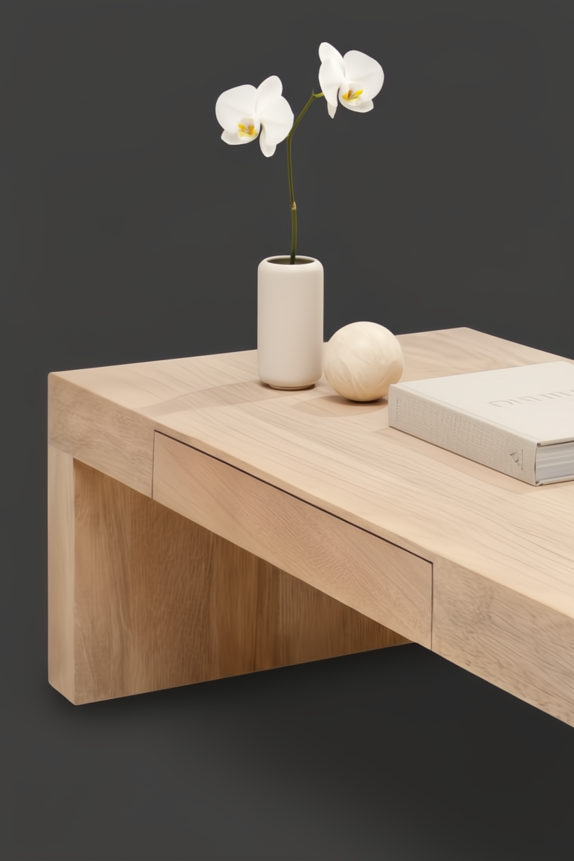 Minimalist modern Surya Coburn coffee table in light brown mango wood, featuring a clean, structured design.