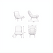 Surya Laval Accent Chair LVL-001, modern oatmeal upholstered lounger with black iron base, shown in four dimensioned views.