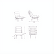 Surya Laval Accent Chair LVL-001, modern oatmeal upholstered lounger with black iron base, shown in four dimensioned views.