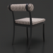 Surya Antibes dining chair with black powder-coated aluminum base and striped Sunbrella cushion.