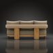 Surya Palma outdoor sofa with beige Sunbrella upholstery, teak wood frame, and PE rope-wrapped detail.