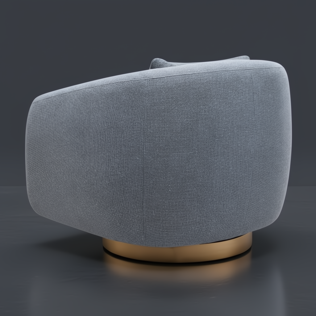 Surya Loma Swivel Chair, blue polyester and rayon upholstery, ash wood base, 30"H x 37"W x 33"D.