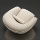 Surya Ariah Swivel Chair, a modern beige polyester armchair with a curved design and small lumbar pillow.