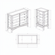 Technical drawing of the Surya Marin Bookcase, showing front, side, and top views with dimensions.