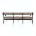 Surya Antibes outdoor sofa with brown and beige stripes, black aluminum frame, and channel stitch detail.