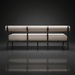 Surya Antibes 81" wide outdoor sofa with light beige Sunbrella upholstery and dark aluminum frame.