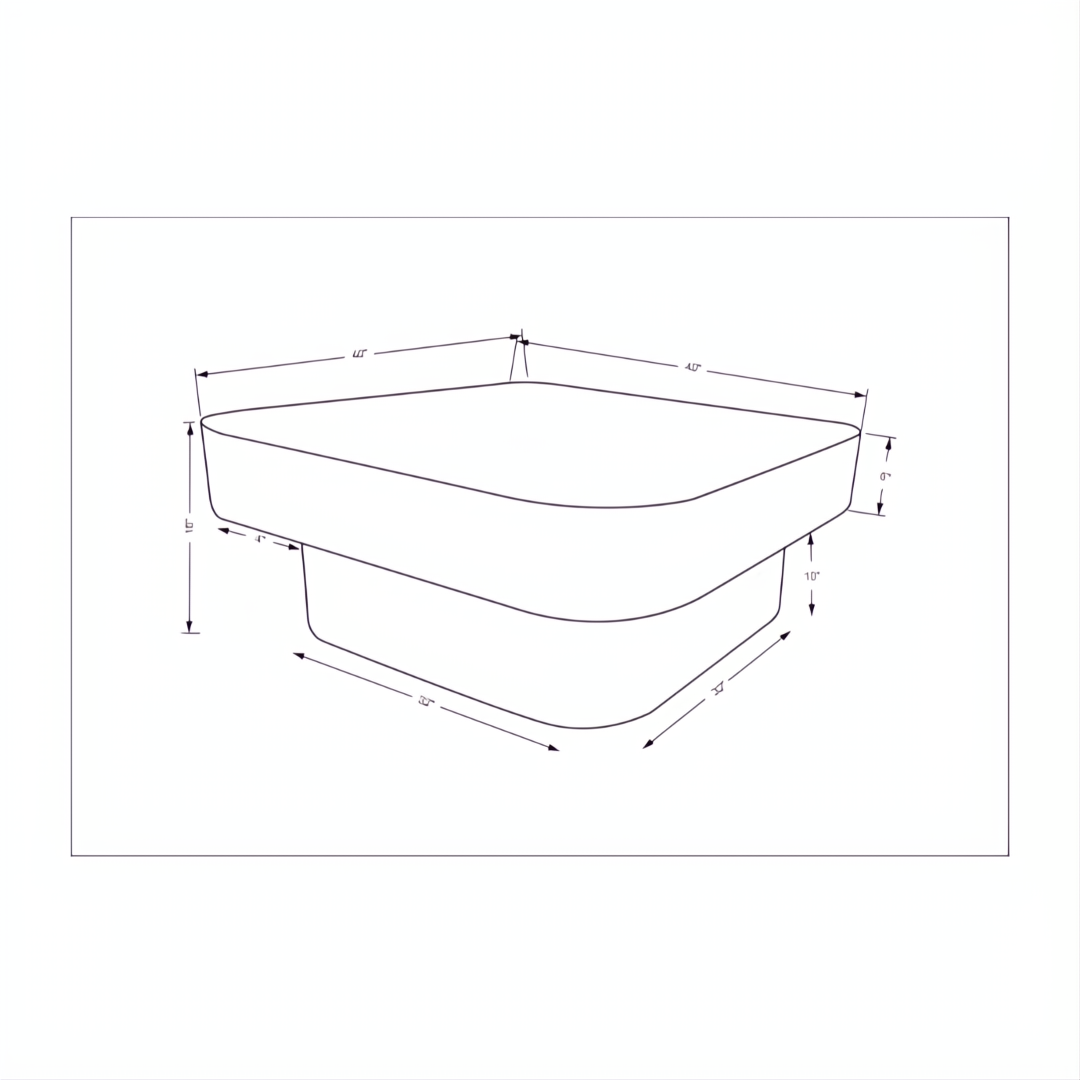 Technical drawing of the Surya Arquette Coffee Table, showing its 16"H x 40"W x 40"D dimensions.