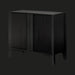 Surya Ronan RNO-002 black mango wood cabinet with modern fluted soft-close doors and tapered legs.