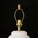 Surya Capelli accent table lamp base with a white ceramic body and gold-tone metal harp.