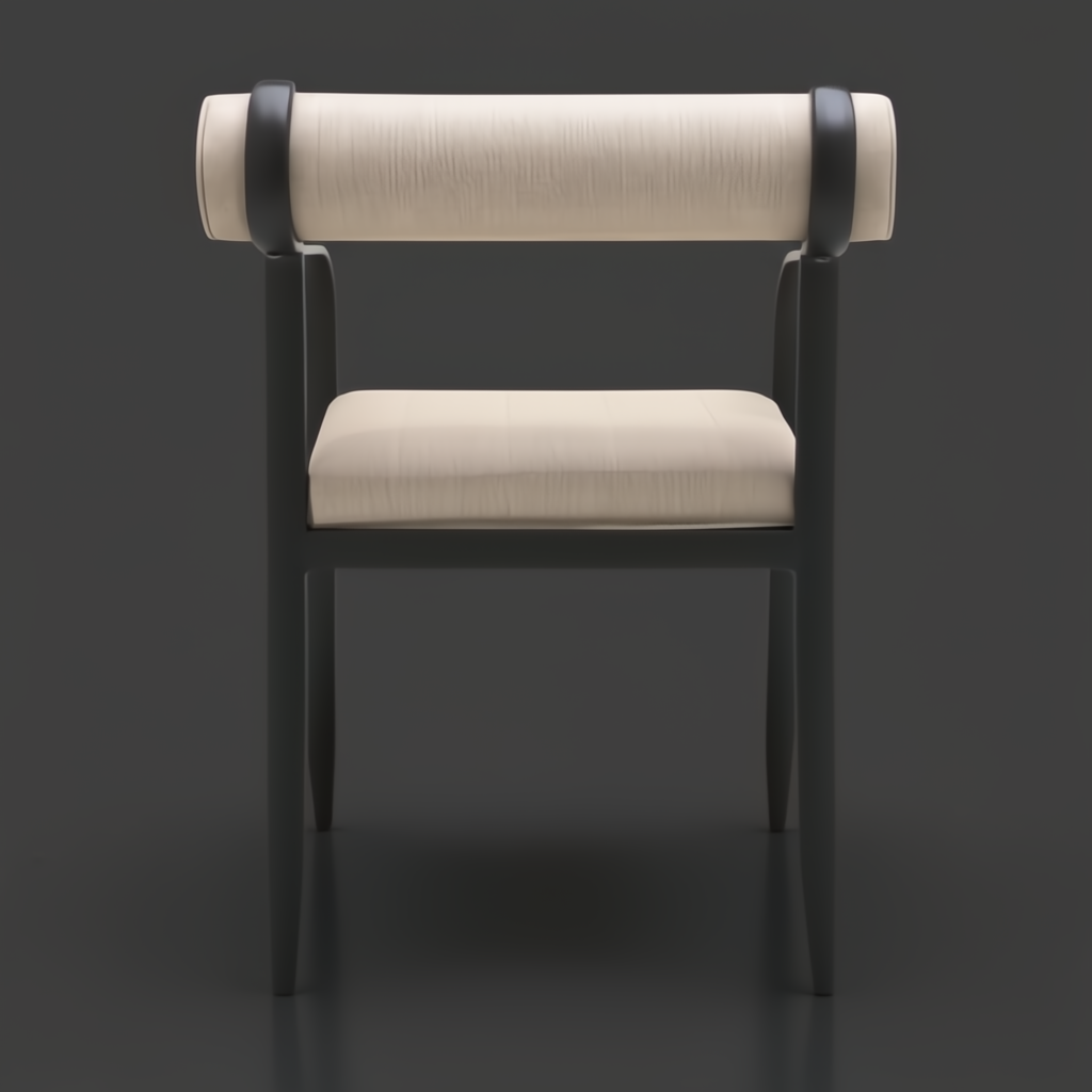 Surya Antibes dining chair with black aluminum frame and light beige Sunbrella fabric upholstery.