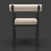 Surya Antibes dining chair with black aluminum frame and light beige Sunbrella fabric upholstery.