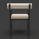 Surya Antibes dining chair with black aluminum frame and light beige Sunbrella fabric upholstery.