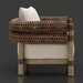 Surya Porta Accent Chair: brown wicker and aluminum outdoor chair with a light Sunbrella cushion.