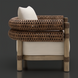 Surya Porta Accent Chair: brown wicker and aluminum outdoor chair with a light Sunbrella cushion.