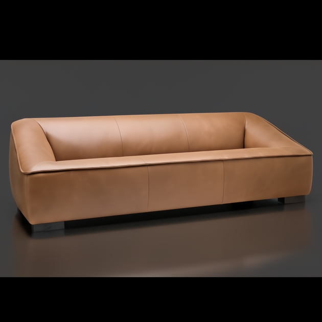 Alba collection brown leather sofa with a clean, modern profile and structured seating.