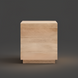 Minimalist modern light brown mango wood end table with open storage.