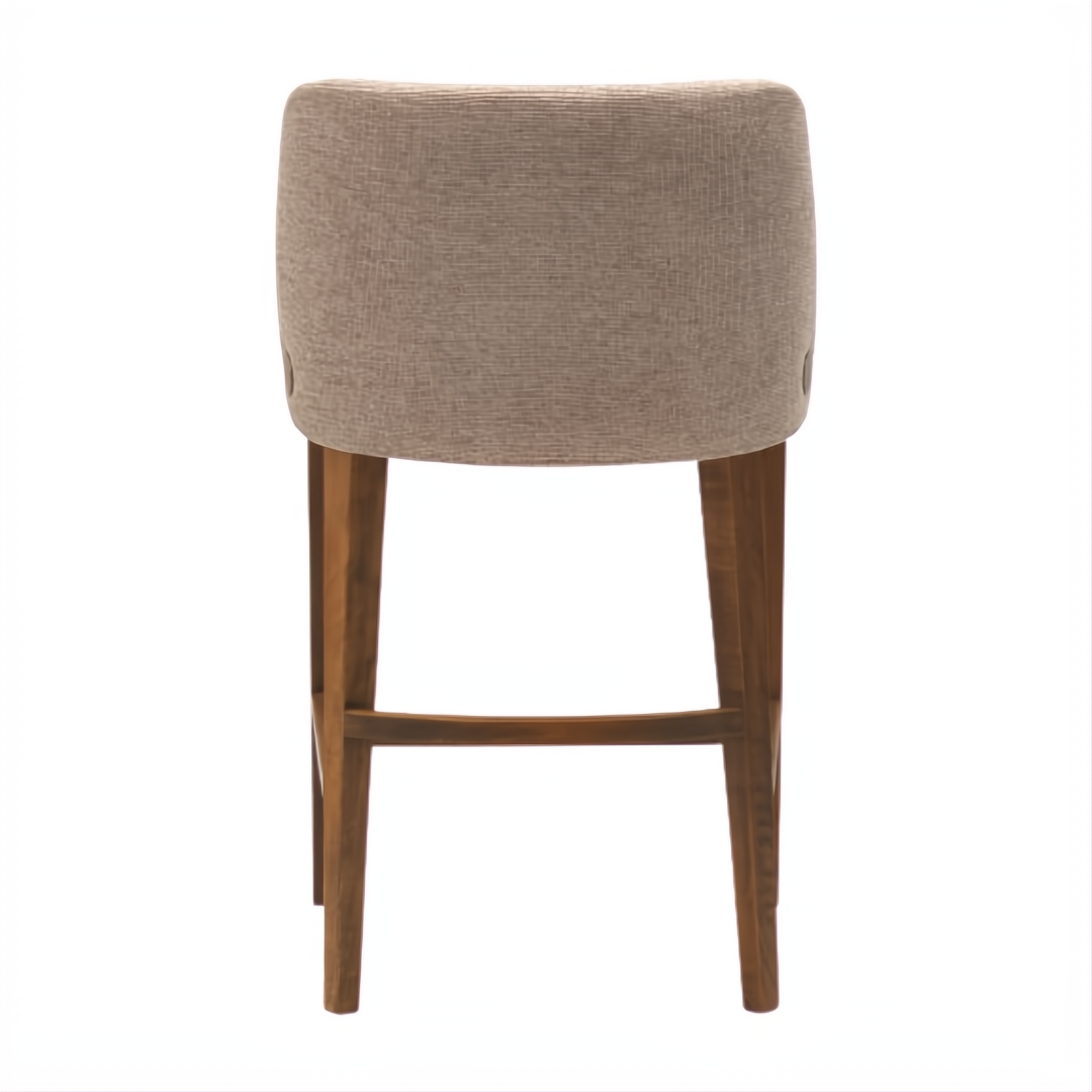 Surya Brooke counter stool with medium brown polyester cover and wheat wood finish beechwood base.