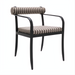 Surya Antibes dining arm chair with multi-color striped Sunbrella upholstery and black aluminum frame.