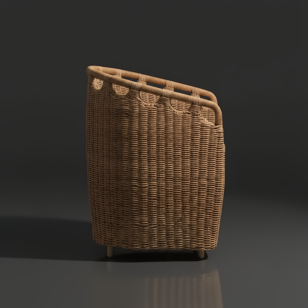 Surya Marvella indoor/outdoor dining chair with natural woven wicker and decorative top edge.