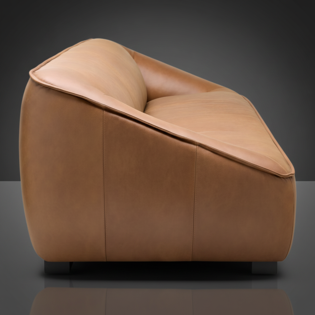 Brown Surya Alba ALBA-002 leather sofa with refined design and generous seating profile.