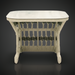 Surya Winder outdoor end table with cream aluminum top and handwoven PE rope detail.