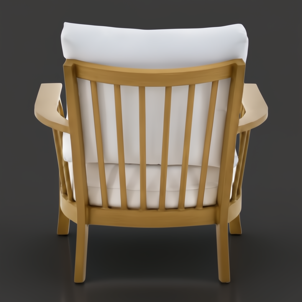 Surya Cape Town outdoor accent chair with white Sunbrella cushions and a wheat hand-painted aluminum base.