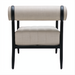 Surya Antibes ANTE-001 outdoor accent chair with beige Sunbrella fabric, quick-dry foam, and black aluminum frame.
