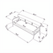 Line drawing of the Surya Antibes Sofa with dimensions, showing its aluminum frame and long cushion.