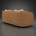 Back view of a Surya Marvella Sofa with a woven brown rattan-style base and white cushions.