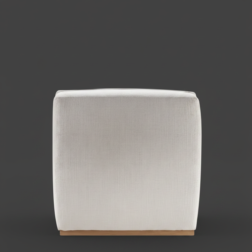 Surya Barber Accent Chair: Modern white polyester upholstered lounger with a gray rubber wood base.