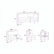 Line drawing of the Surya Stinson Banquette Chair and coordinating pieces with dimensions.