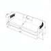 Line drawing of the Surya Palma Sofa, showing its dimensions and design with a teak frame and rope-wrapped arms.