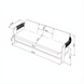 Line drawing of the Surya Palma Sofa, showing its dimensions and design with a teak frame and rope-wrapped arms.