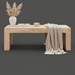 Surya Coburn coffee table, minimalist modern design, light brown mango wood, with decor.