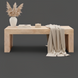 Surya Coburn coffee table, minimalist modern design, light brown mango wood, with decor.