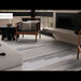 Surya Azalea AZA-2334 hand-woven rug with contemporary gray and white stripes, made from recycled PET yarn.