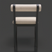 Surya Antibes Dining Chair, black aluminum frame with beige Sunbrella upholstered back and seat.