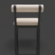 Surya Antibes Dining Chair, black aluminum frame with beige Sunbrella upholstered back and seat.