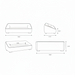 Line drawing of the Surya Alba Sofa showing front, side, and top views with dimensions.