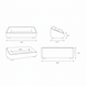 Line drawing of the Surya Alba Sofa showing front, side, and top views with dimensions.