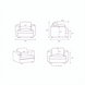 Line drawings of the Surya Cahill Accent Chair from multiple angles with dimensions.