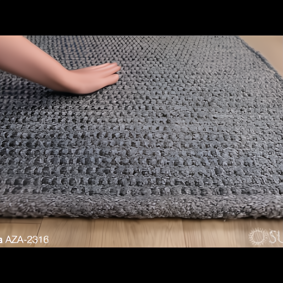 Hand-woven Surya Azalea AZA-2316 gray recycled PET yarn rug with a minimalist design, touched by a hand.